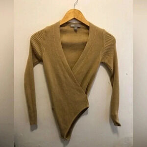 ASOS wrap rib‎ knit bodysuit Size 0 Brown